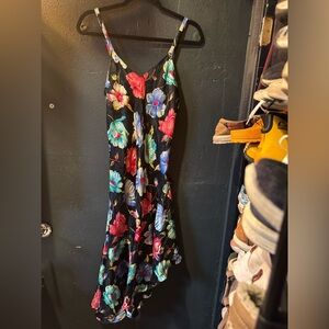 Vintage Victoria's Secret Black Dress with Colorful Floral Design Size Small